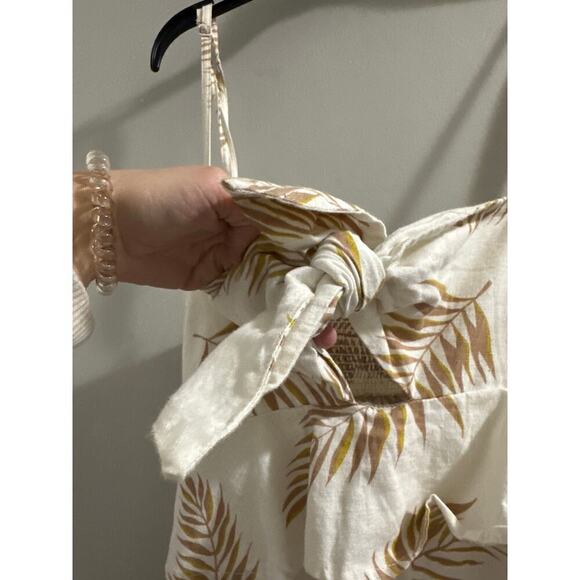 🔴Billabong x Sincerely Jules‎ Twist Flirt White Palm Print Tie-Front Jumpsuit - Picture 4 of 10